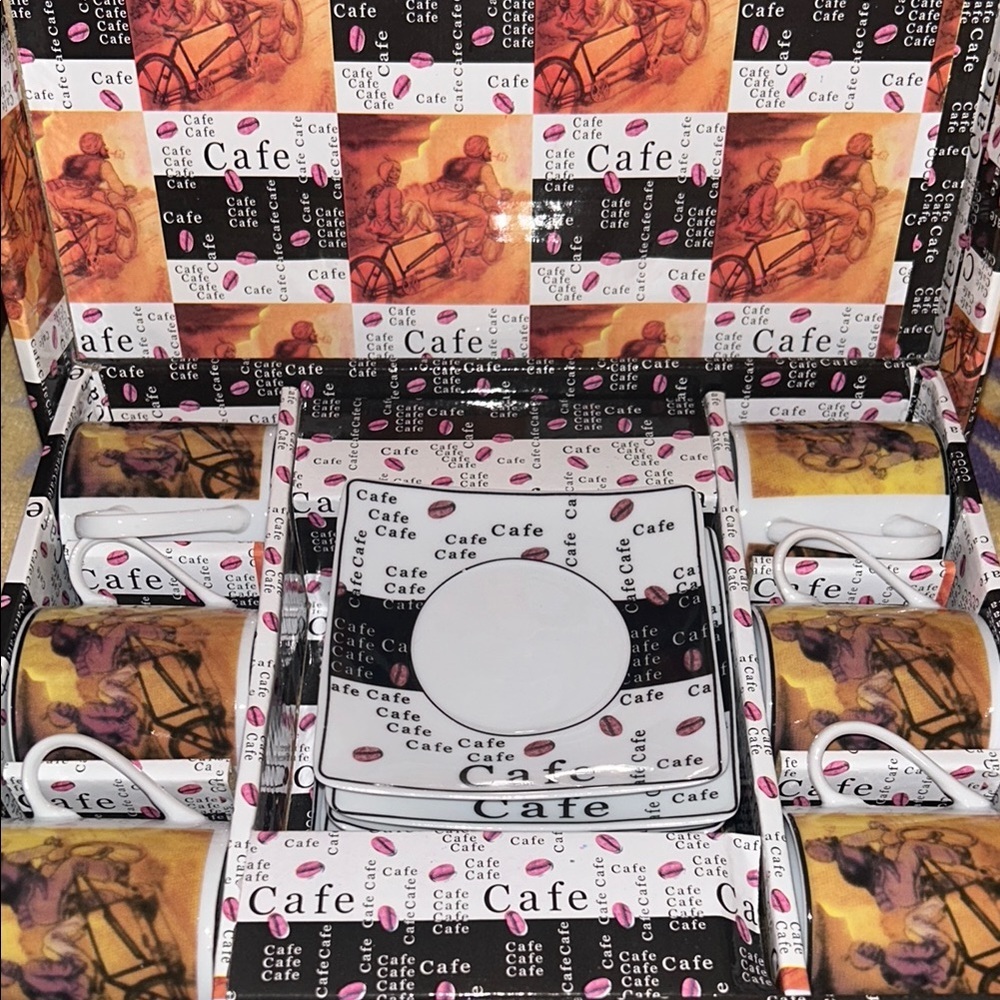 Cafe Themed Dinnerware Set Expresso Turkish coffee